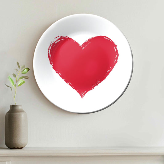 Beautiful Red Heart Decorative Wall Plate