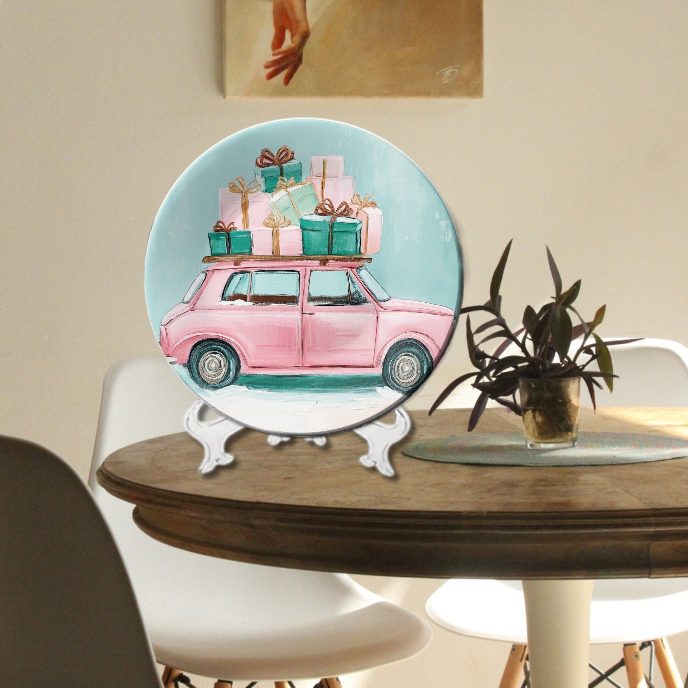 Holiday Gift Ride Christmas Wall Décor Ceramic Decorative Wall Plate