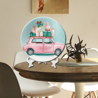 Holiday Gift Ride Christmas Wall Décor Ceramic Decorative Wall Plate