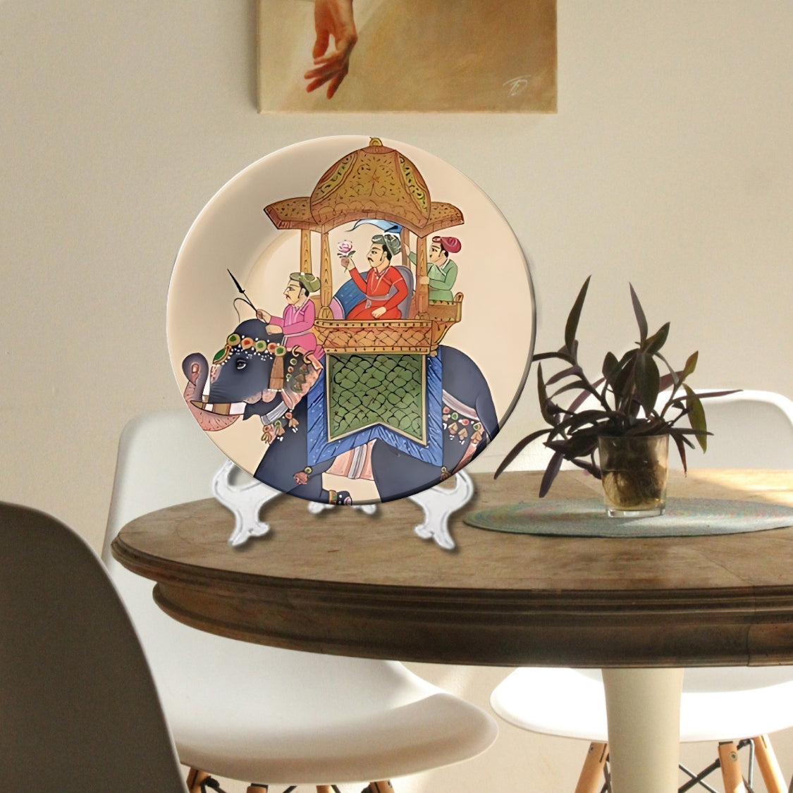 Caravan of King Royal Elephant and King Ceramic Wall Plate Home Décor