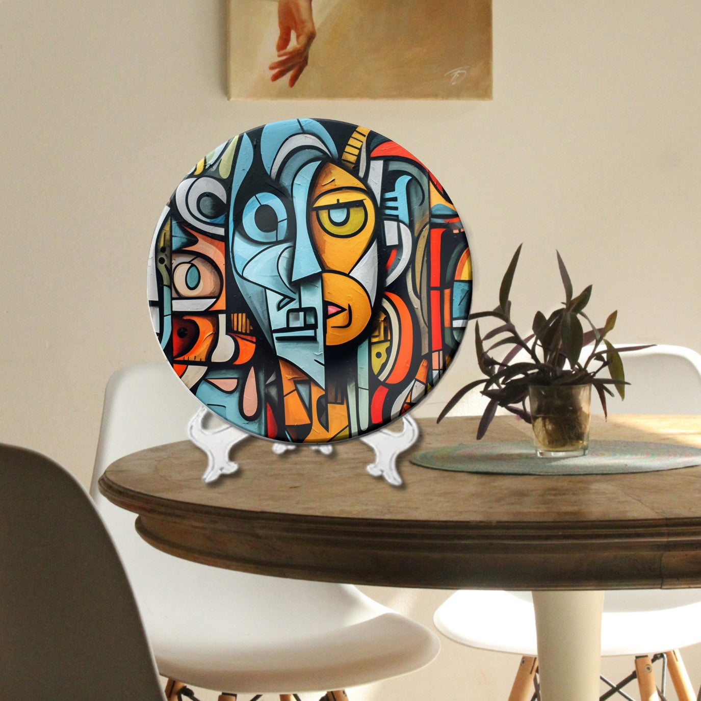 Colorburst Faces Abstract Home Decoration Ceramic Wall Plate