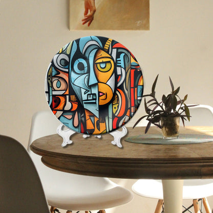 Colorburst Faces Abstract Home Decoration Ceramic Wall Plate