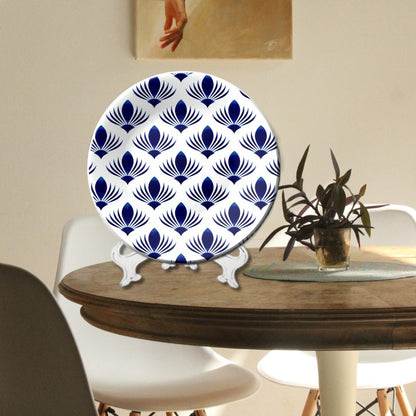 Royal Porcelain Sapphire Lotus Ceramic Wall Plate Home Décor