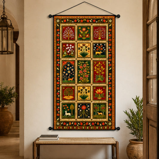 Vintage Floral Fabric Wall Tapestry Wall Hanging for Living Room & Bedroom
