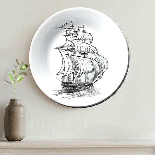 Vintage Ship Pirate Sail Boat Decorative Wall Plate