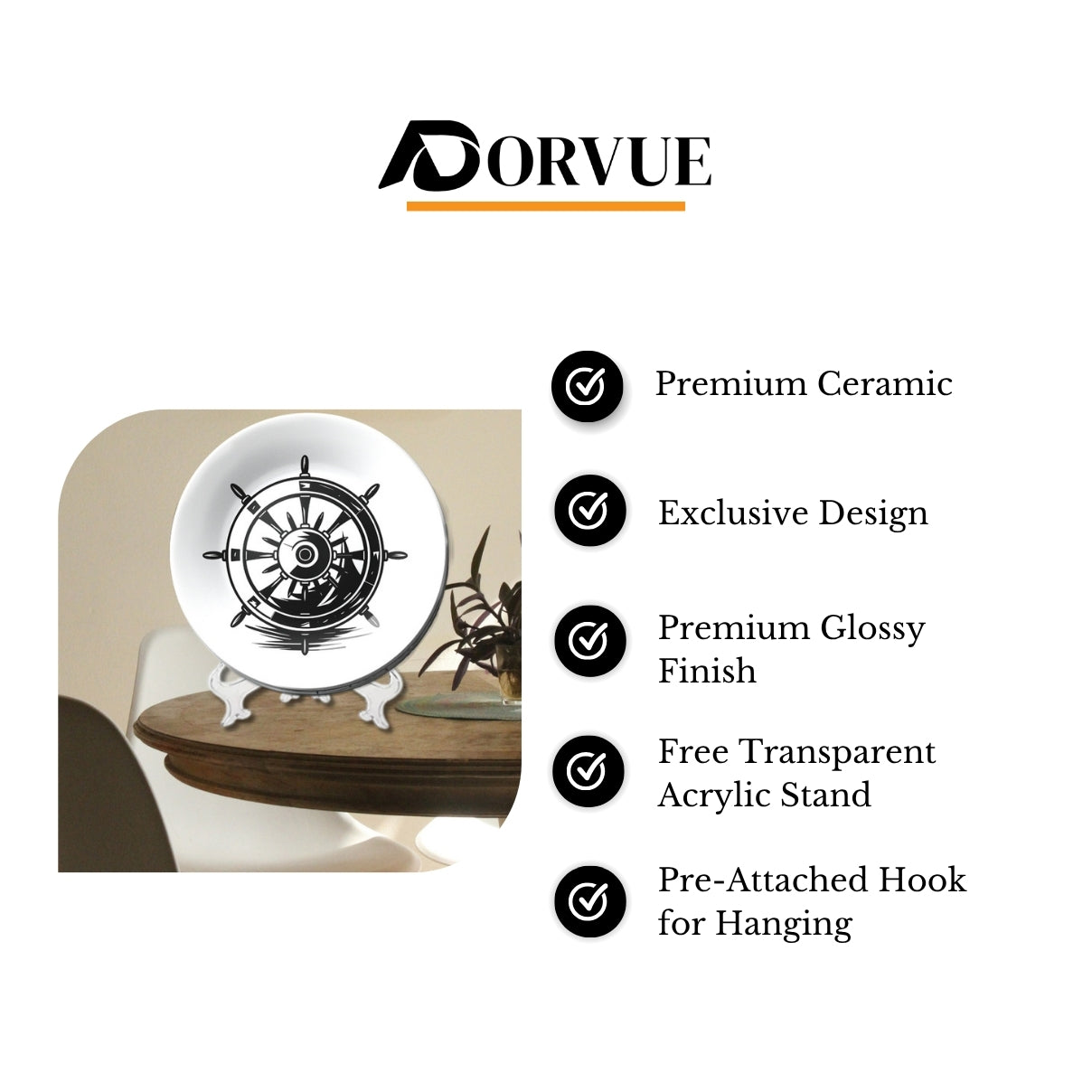 Yacht Steering Wheel Nautical Decorative Wall Plate