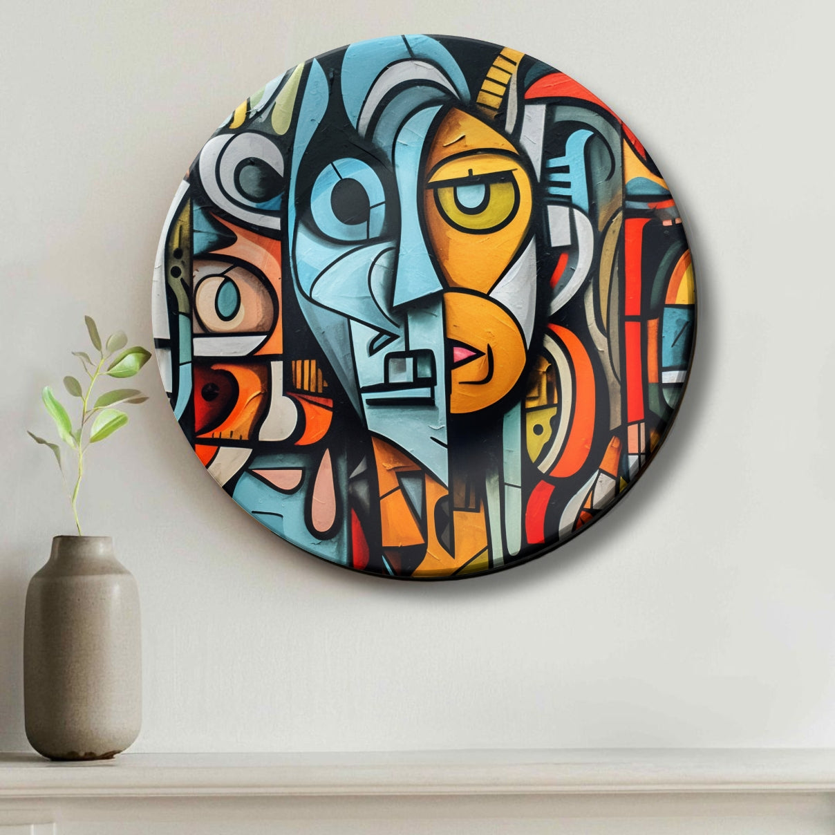 Colorburst Faces Abstract Home Decoration Ceramic Wall Plate
