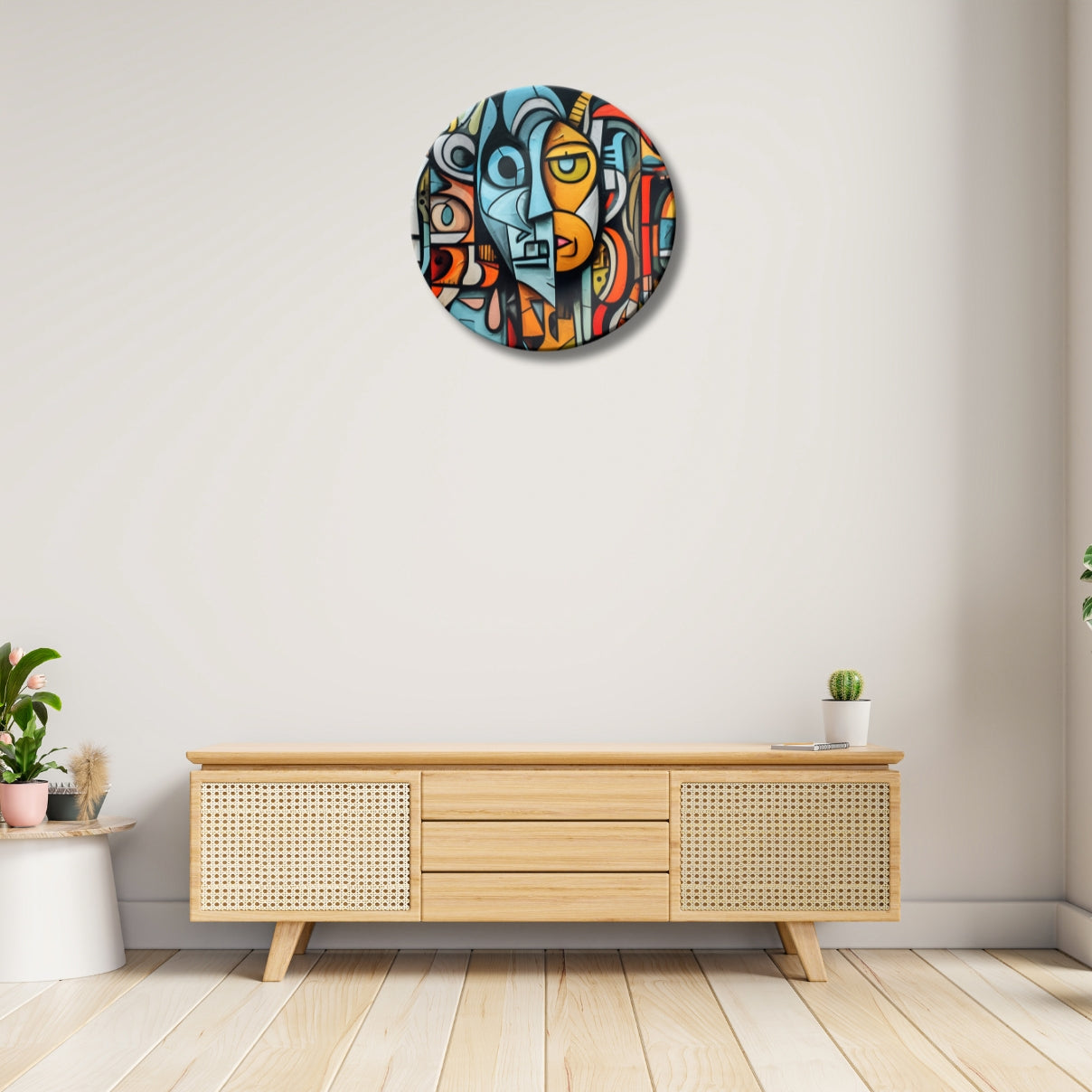 Colorburst Faces Abstract Home Decoration Ceramic Wall Plate