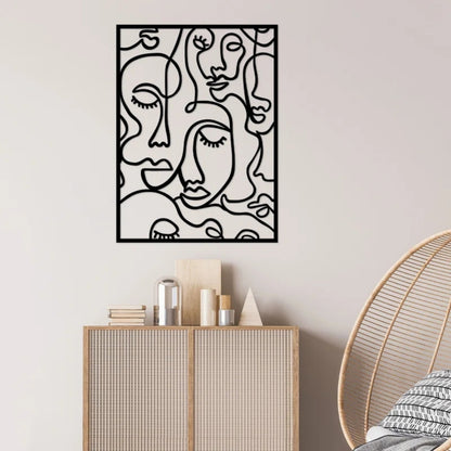 Abstract Line Face 3D Acrylic Wall Art