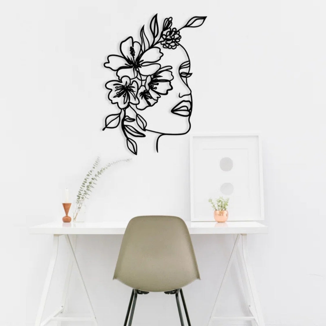Floral Muse Line Face 3D Acrylic Wall Art