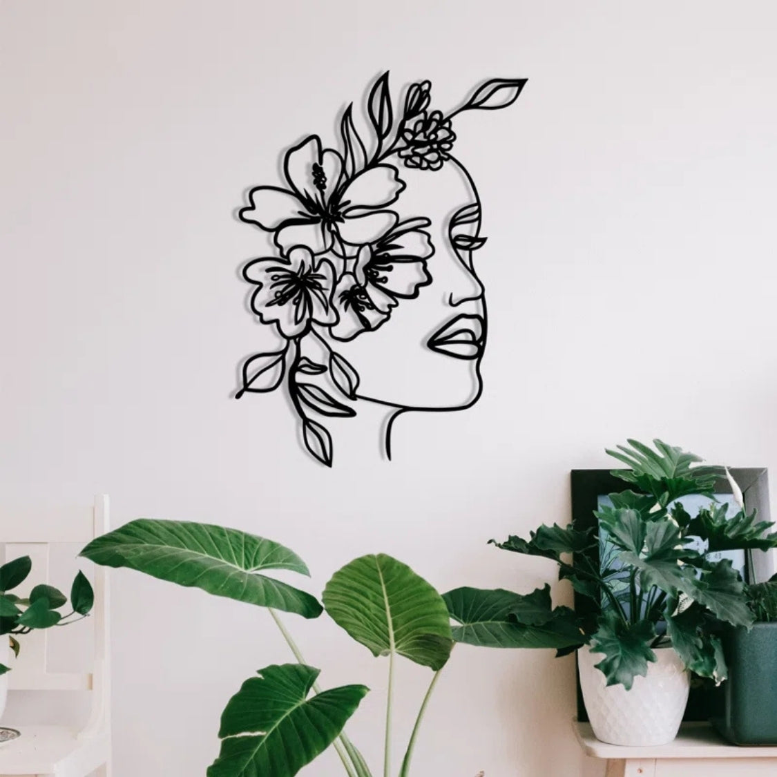 Floral Muse Line Face 3D Acrylic Wall Art