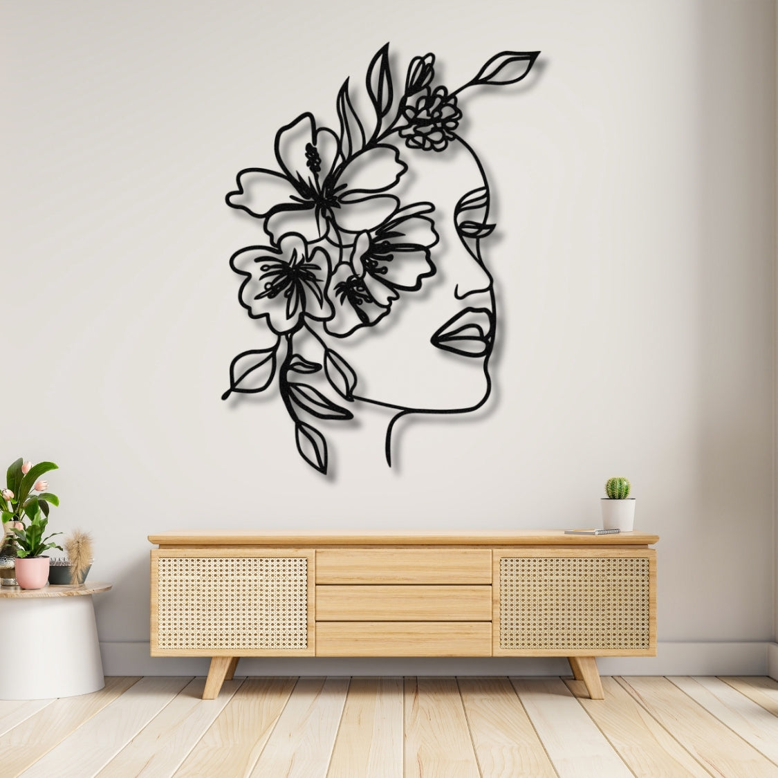 Floral Muse Line Face 3D Acrylic Wall Art