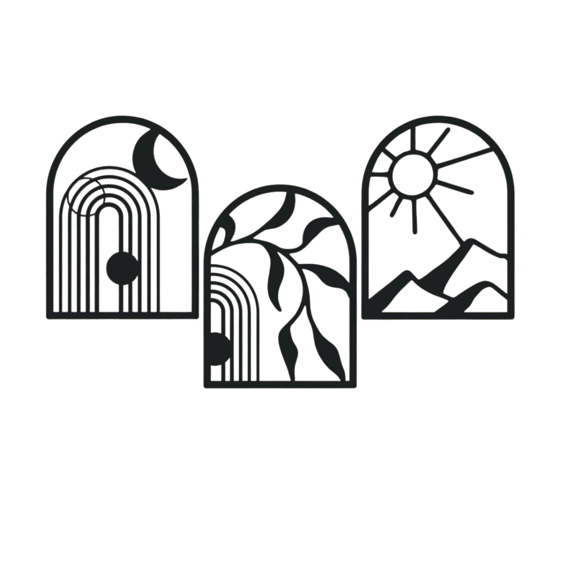 Sun, Moon & Earth Celestial Arches Nature Trio 3D Acrylic Wall Art