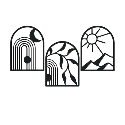 Sun, Moon & Earth Celestial Arches Nature Trio 3D Acrylic Wall Art