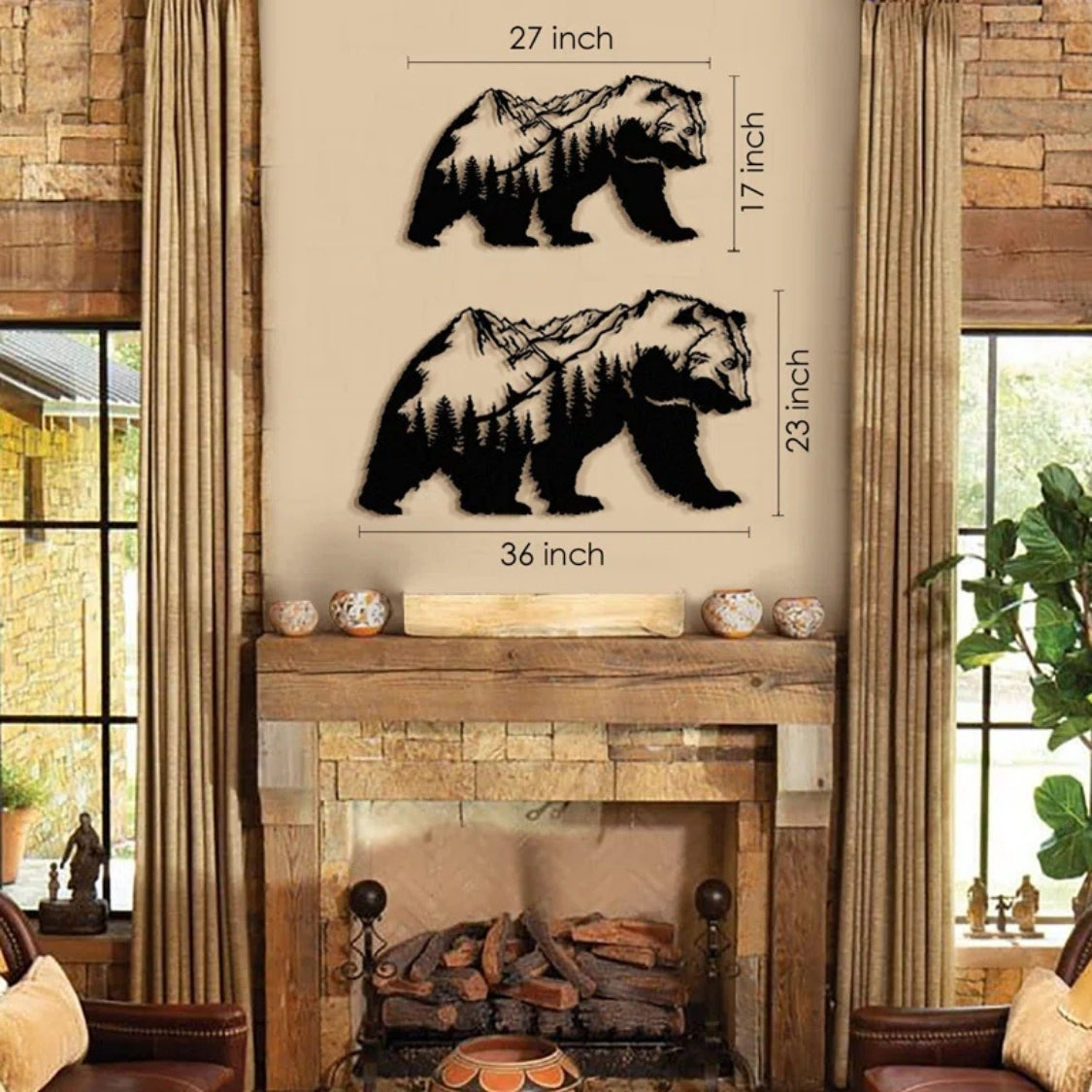 Wild Bear Mountain Silhouette 3D Acrylic Wall Art
