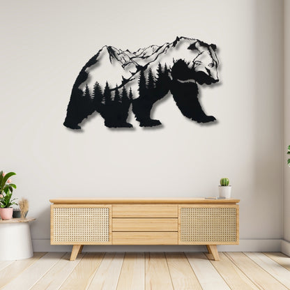 Wild Bear Mountain Silhouette 3D Acrylic Wall Art