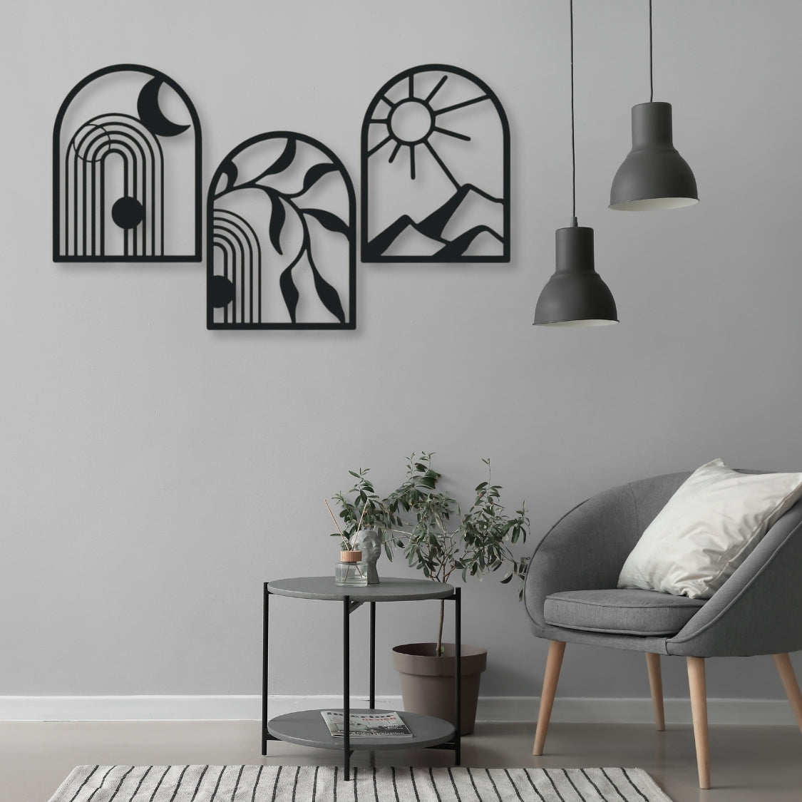 Sun, Moon & Earth Celestial Arches Nature Trio 3D Acrylic Wall Art