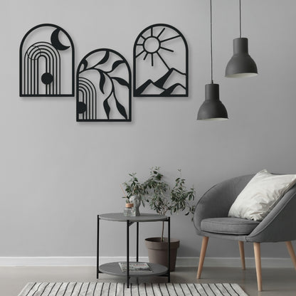 Sun, Moon & Earth Celestial Arches Nature Trio 3D Acrylic Wall Art