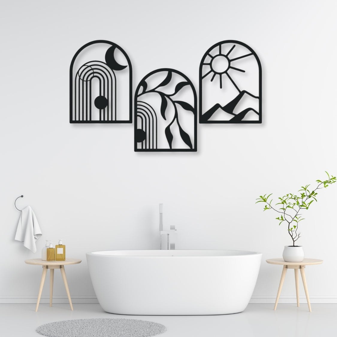 Sun, Moon & Earth Celestial Arches Nature Trio 3D Acrylic Wall Art