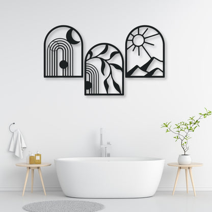 Sun, Moon & Earth Celestial Arches Nature Trio 3D Acrylic Wall Art