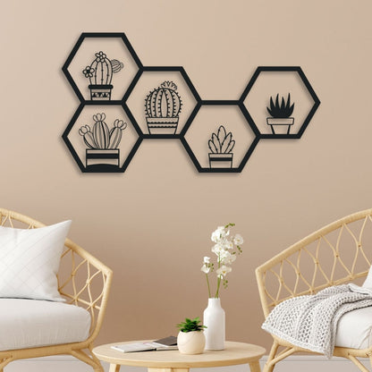 Desert Harmony Hexa Botanica 3D Acrylic Wall Art
