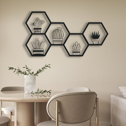 Desert Harmony Hexa Botanica 3D Acrylic Wall Art