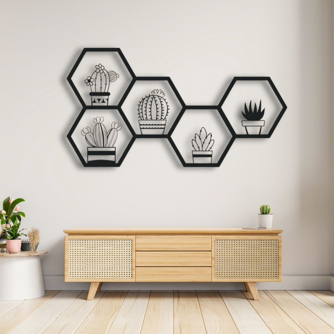 Desert Harmony Hexa Botanica 3D Acrylic Wall Art