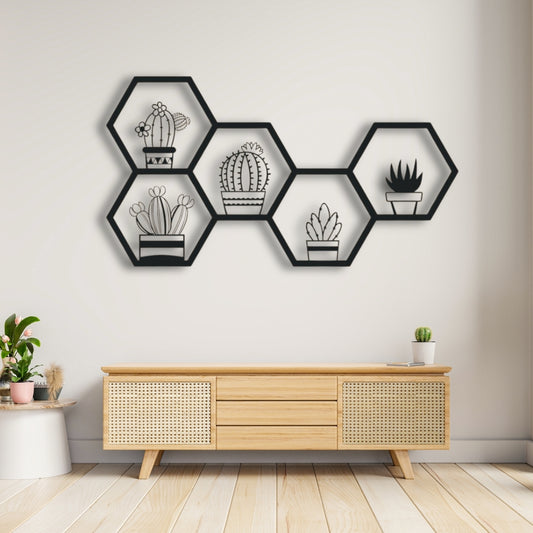Desert Harmony Hexa Botanica 3D Acrylic Wall Art
