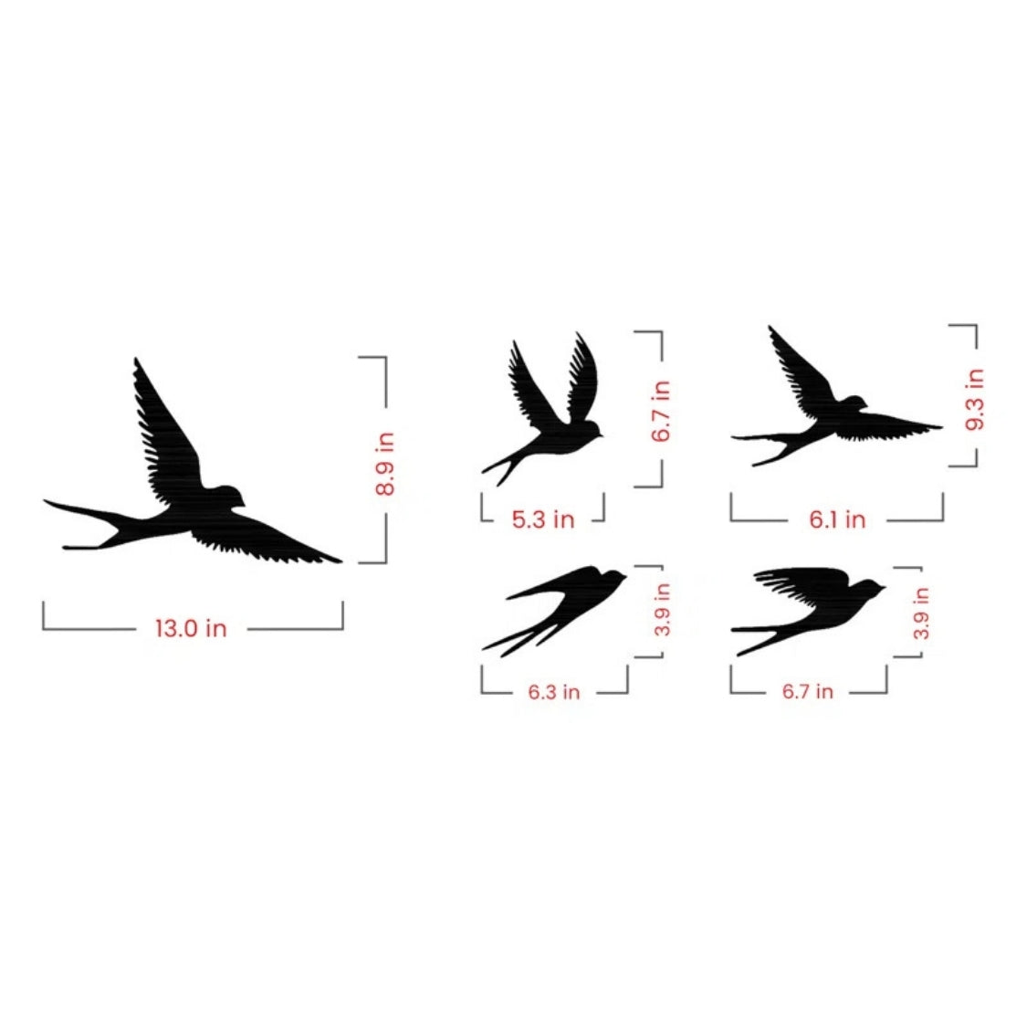 Set of 5 Freedom Flock Birds 3D Acrylic Wall Art