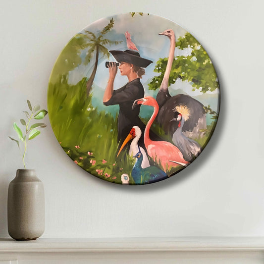 Binocular Woman Vintage Ceramic Wall Plate Home Décor