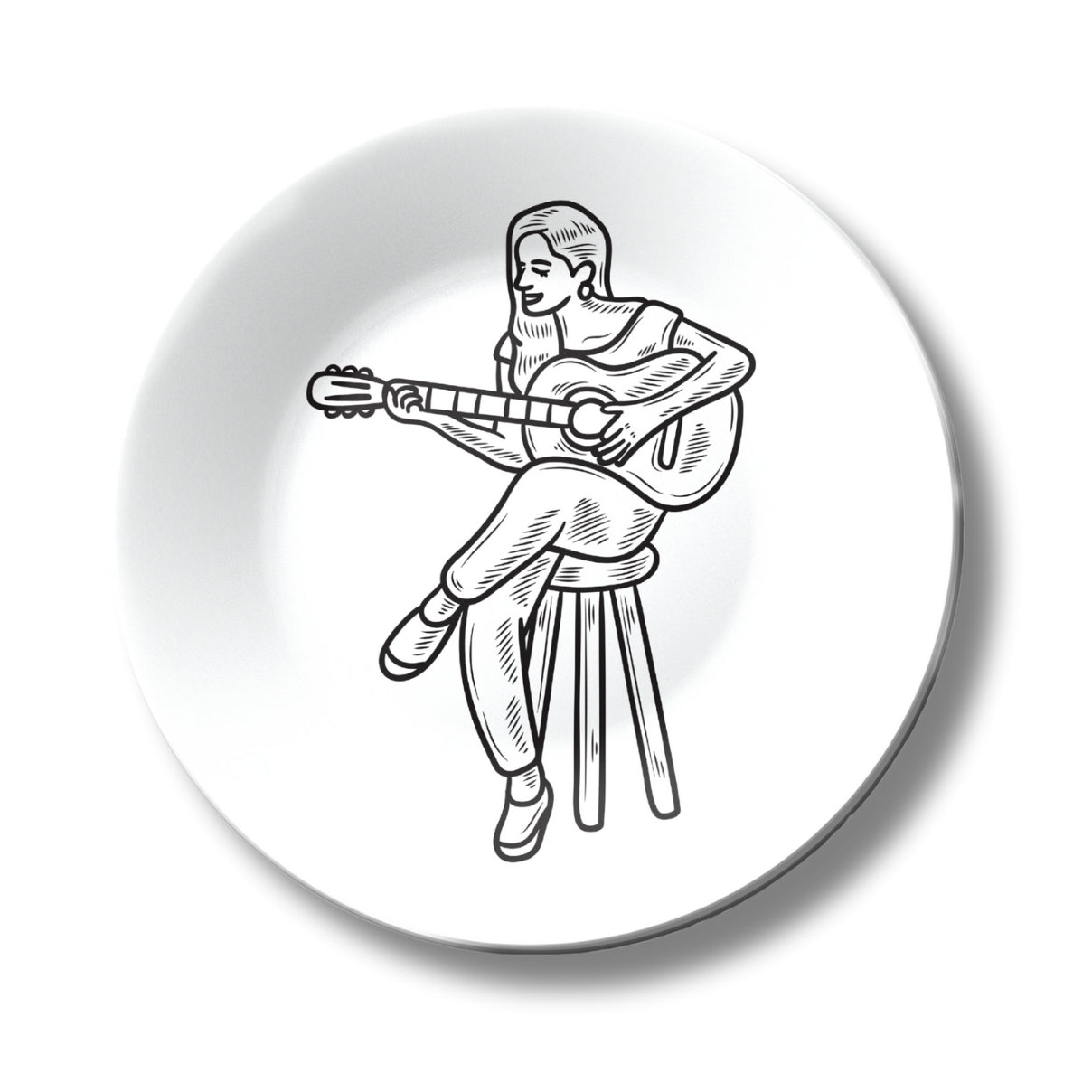 Woman Playing Guitar Timeless Decorative Wall Plate