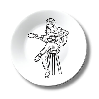 Woman Playing Guitar Timeless Decorative Wall Plate