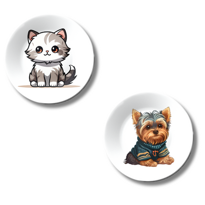 Set of 2 Furry Friends Cat and Dog Home Décor Wall Plates