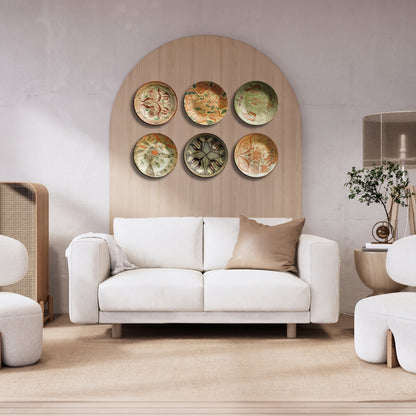 Set of 6 German Dish Art Ceramic Decorative Wall Plates Décor