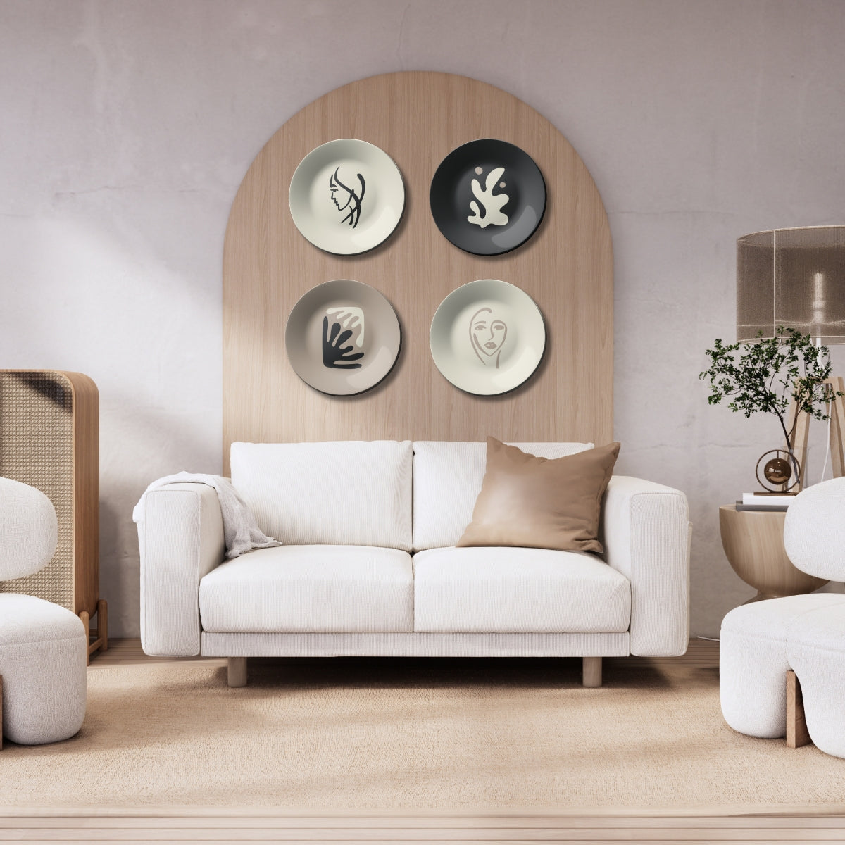 Set of 4 Minimalistic  Art Clam Luxury Wall Plates Home Décor