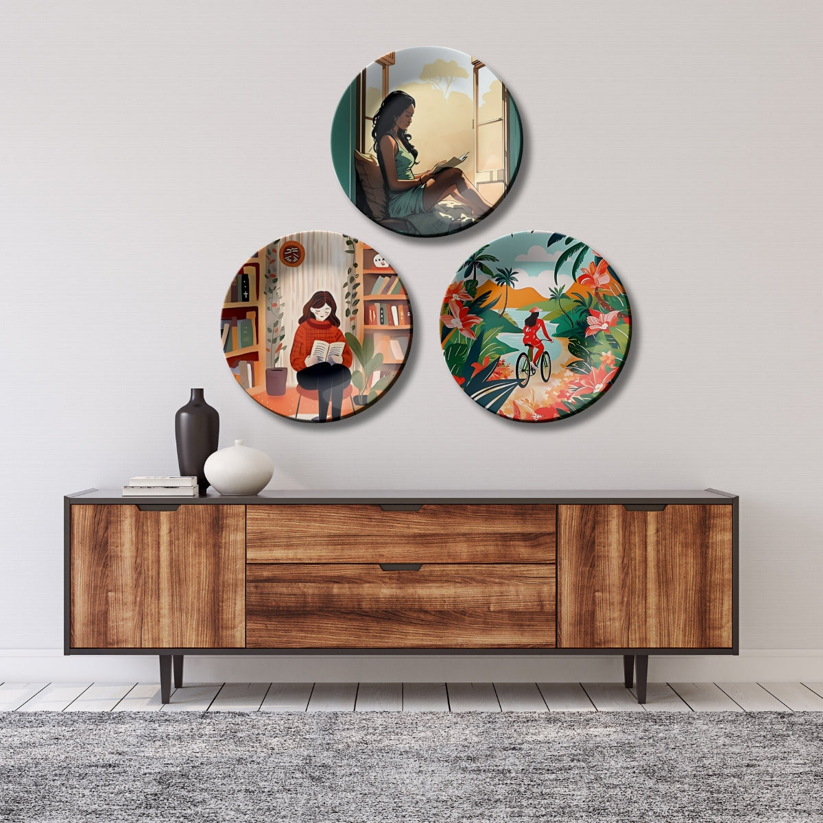 Set of 3 Calm Living & Wanderlust Ceramic Wall Plates Décor