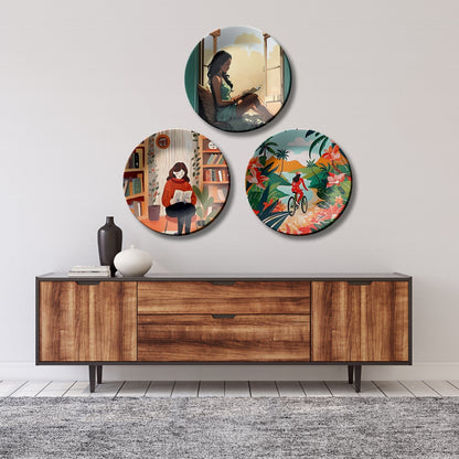 Set of 3 Calm Living & Wanderlust Ceramic Wall Plates Décor