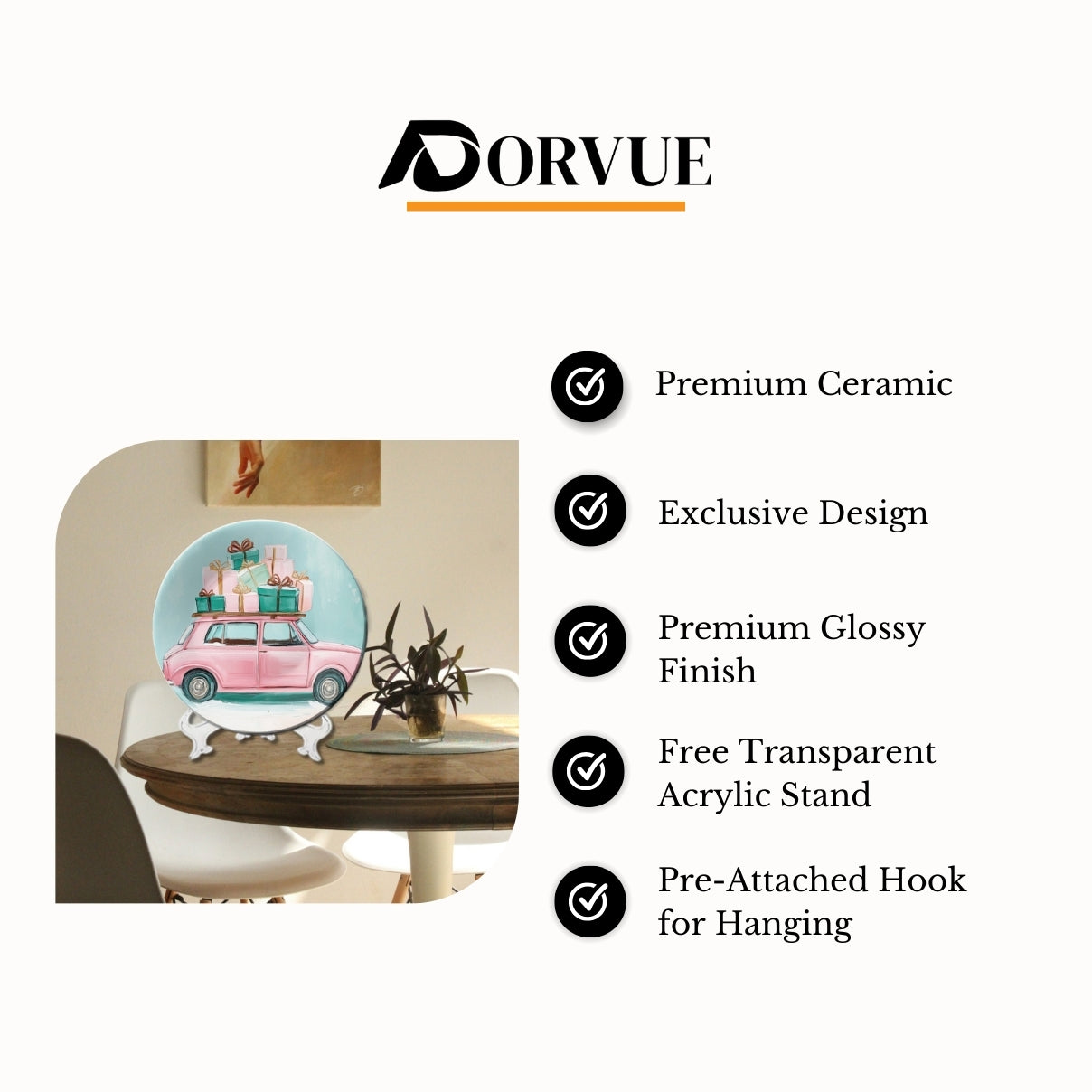 Holiday Gift Ride Christmas Wall Décor Ceramic Decorative Wall Plate