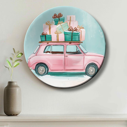 Holiday Gift Ride Christmas Wall Décor Ceramic Decorative Wall Plate
