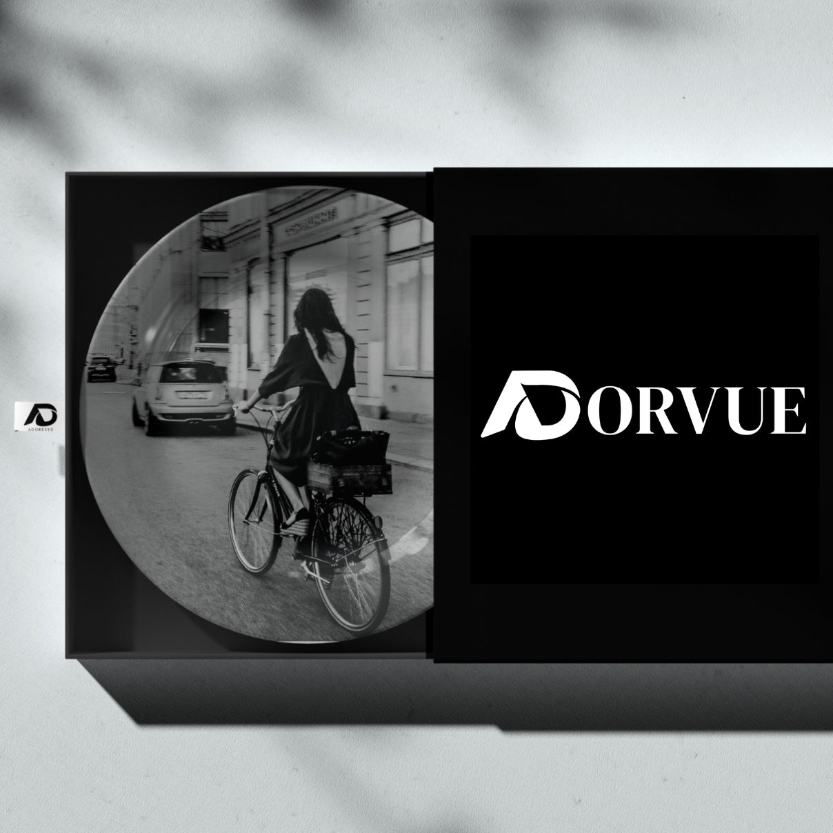 Girl Riding Bicycle Monochrome Decorative Wall Plate