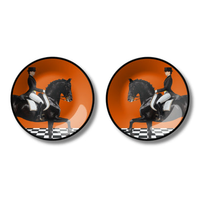 Set of 2 Man On The Black Horse Quiet Luxury Wall Plate Décor