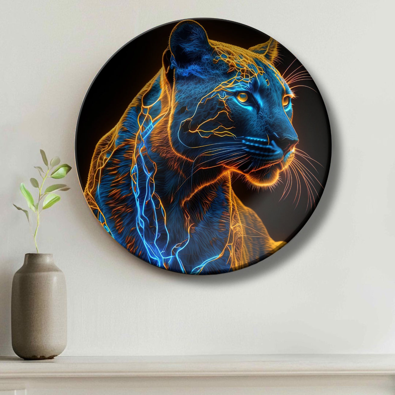 Electric Spirit Panther Ceramic Decorative Wall Plate For Home Décor