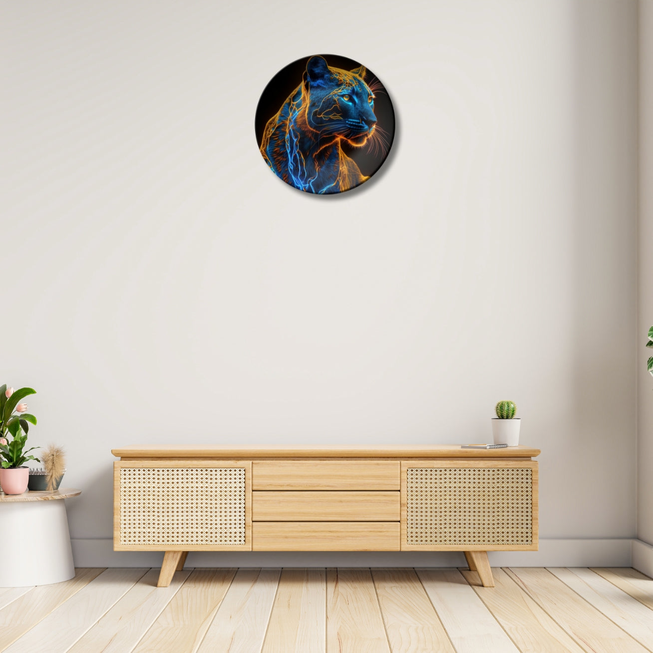 Electric Spirit Panther Ceramic Decorative Wall Plate For Home Décor