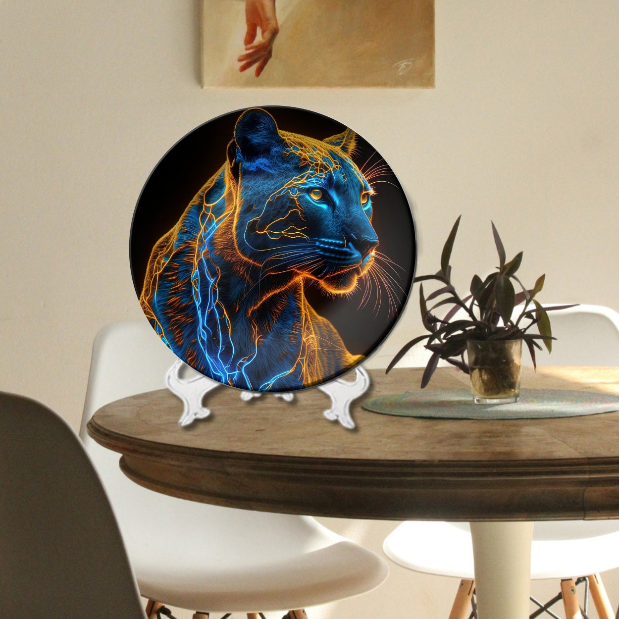 Electric Spirit Panther Ceramic Decorative Wall Plate For Home Décor