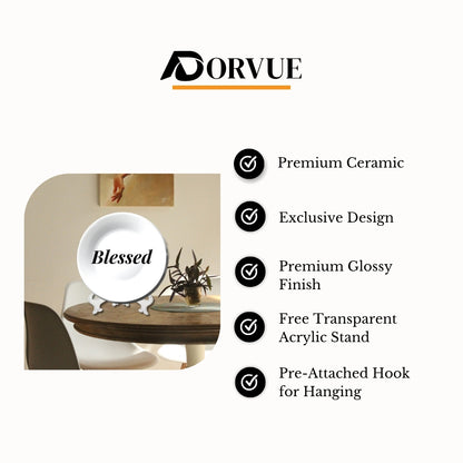 Blessed Quote Monochrome Decorative Wall Plate