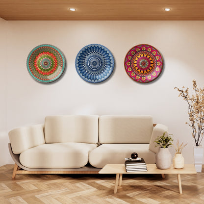 Set of 3 Mandala Sacred Whirls Home Décor Wall Plates