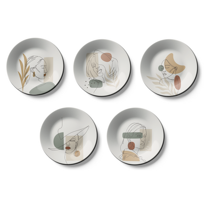 Set of 5 Boho Women Wall Plates Art Wall Décor