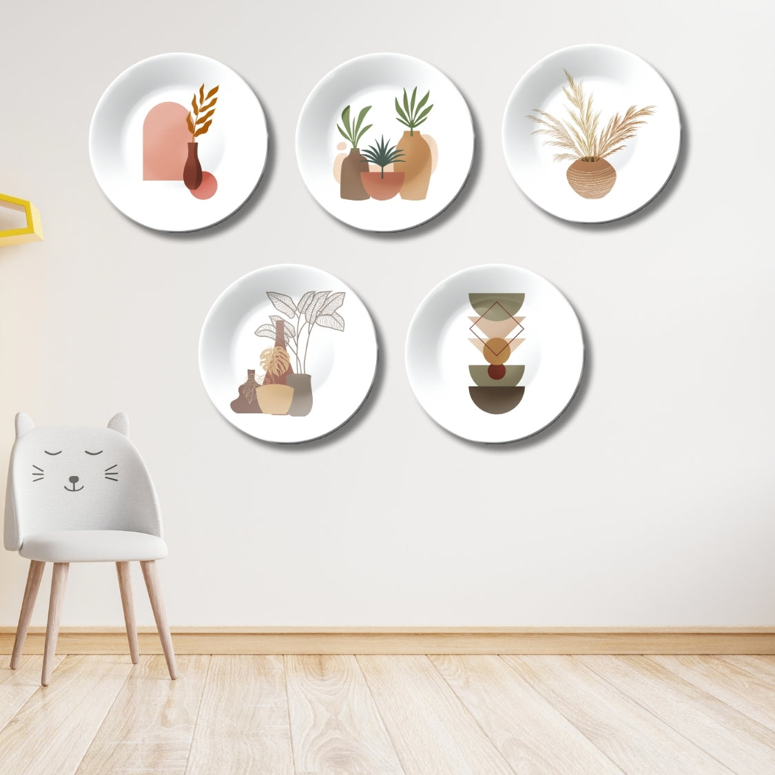 Set of 5 Earthen Aesthetic Boho Decorative Ceramic Wall Plates Home Décor