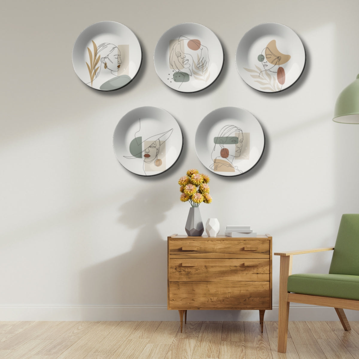 Set of 5 Boho Women Wall Plates Art Wall Décor
