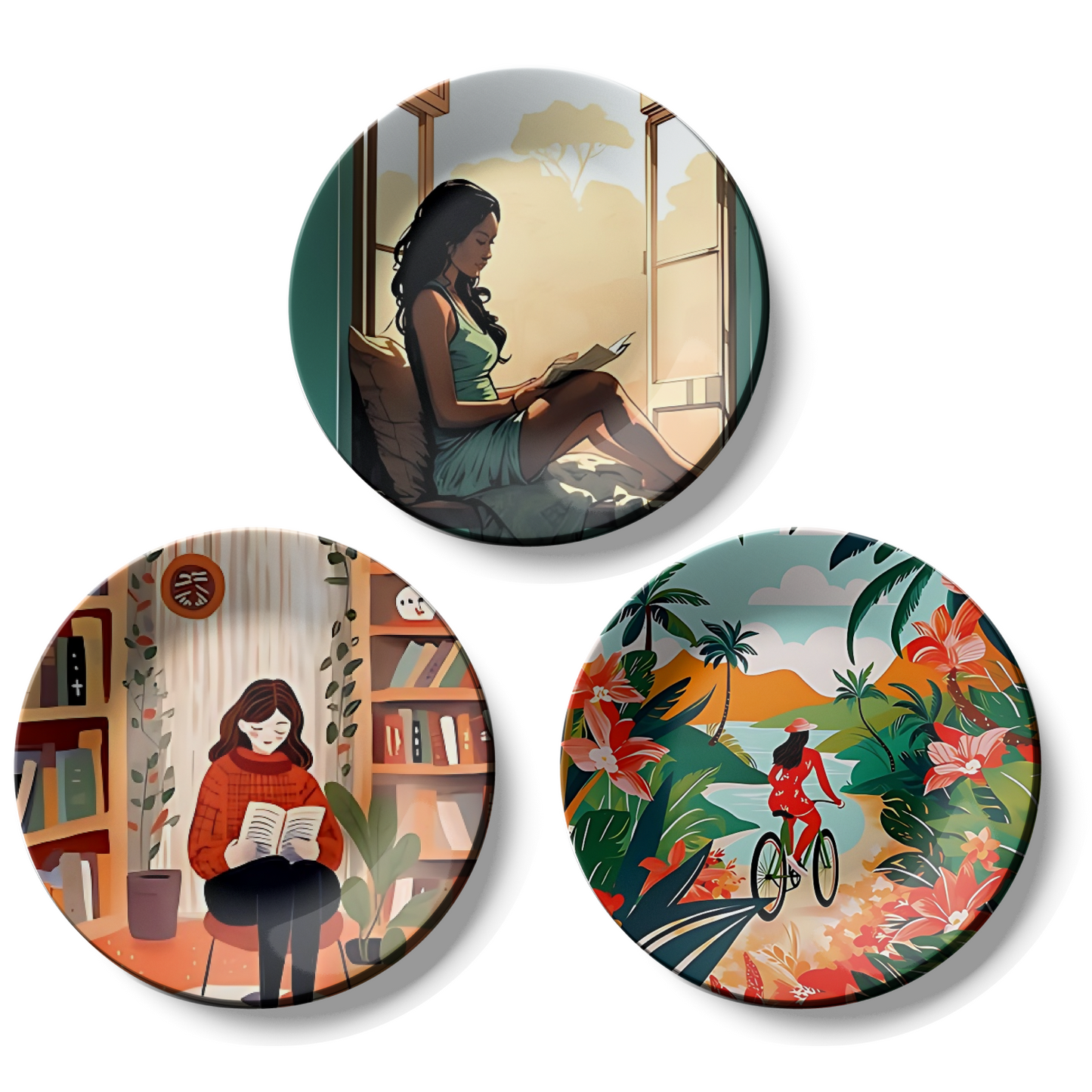 Set of 3 Calm Living & Wanderlust Ceramic Wall Plates Décor